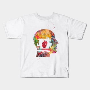 Circuit Man head with heart Kids T-Shirt